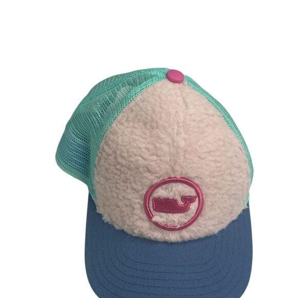 Vineyard Vines Hat Cap Strap Back Sherpa Whale Dot Trucker Pink RARE main image 12